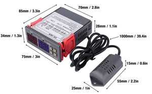 STC-3028 Temperature Control 12V Digital Display Temperature and Humidity Controller Meter with Integrated Sensor