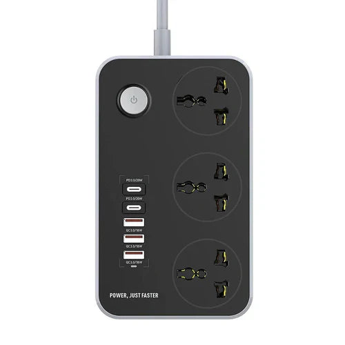 High Quality Technoedge Power Extension Board With 3 Usb Ports And 2 Type-c Power Sockets