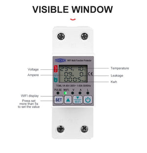 Tomzn Toml-va 63 Wifi Breaker Meter Switch Voltage Protector Timer Tuya Smart Life Measure v a Kw Kwh Leak Electric Leakage Electric Suction