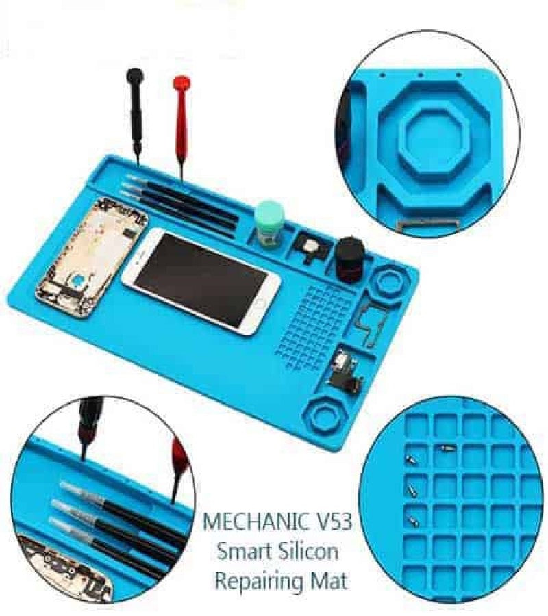 Mechanic V53 Mobile Phone Motherboard Maintenance Blue High Temperature Resistant Work Mat Silicon Repair Mat for Mobile Repair Heat Insulation