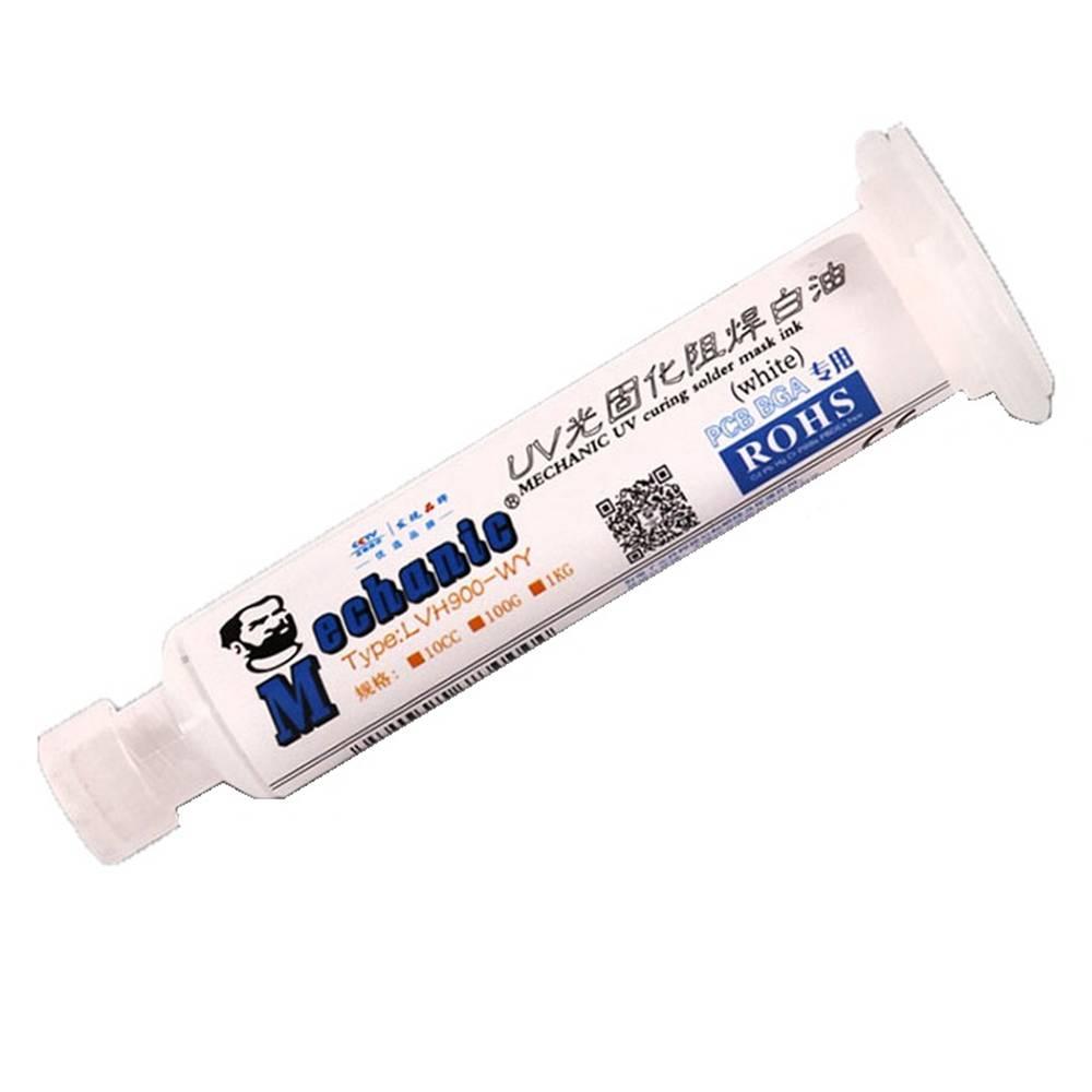 White Mechanic UV Curable 10cc Solder Mask Ink PCB Fixing Repairing Welding Oil Paint Prevent Corrosive Arcing