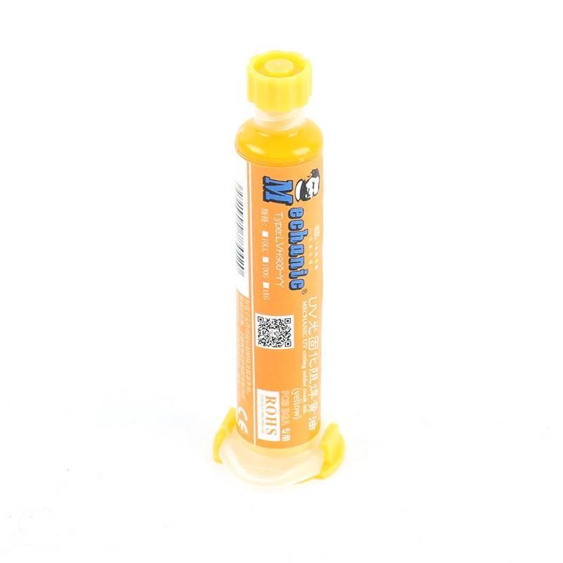 Yellow Mechanic UV Curable 10cc Solder Mask Ink PCB Fixing Repairing Welding Oil Paint Prevent Corrosive Arcing