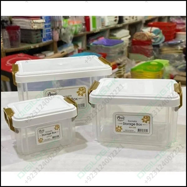3 Pcs Stackable Smart Storage Containers Boxes For Jewellery, Makeup, Tools, Food, Office Use Organizer Box