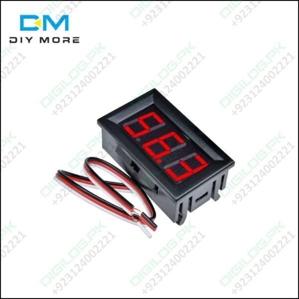3 wire DC 0 to 30V DC Red LED digital voltmeter module panel meter