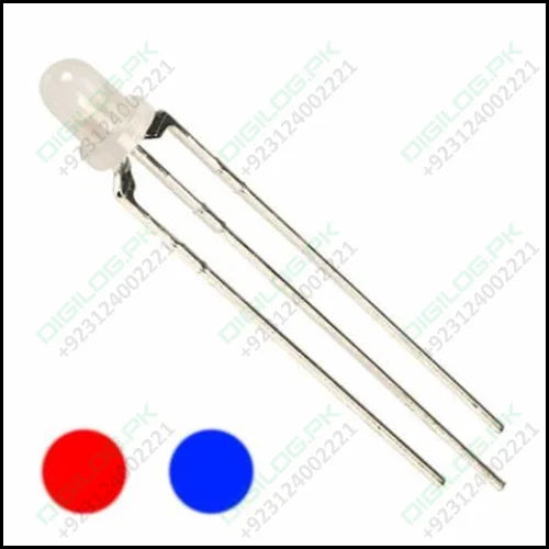 3mm Red / Blue Bi Colour Common Anode 3 Pin Diffused 2.1v Led