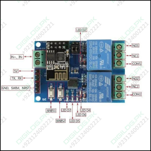 5v Esp8266 Dual-channel Wifi Relay Smart Home Mobile App Remote Control Switch In Pakistan
