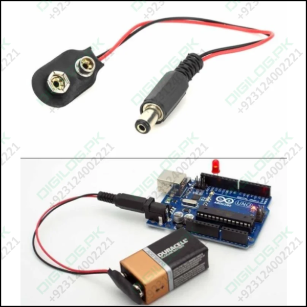 9v Battery Snap Connector To Dc Male Power Adapter Cable For Arduino