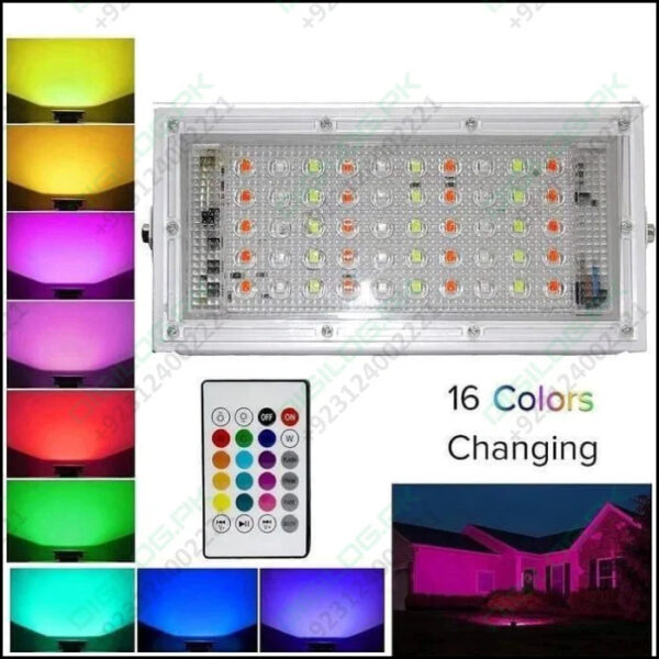 Different Colors Portable Energy Saving Outdoor Rgb Led Lights Lamp Floodlight With Remote Ac175-265v