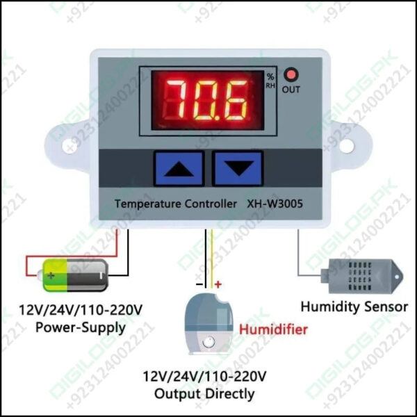 Digital Humidity Controller Xh-w3005 Adjustable 220v 10a Hygrometer Switch Controller