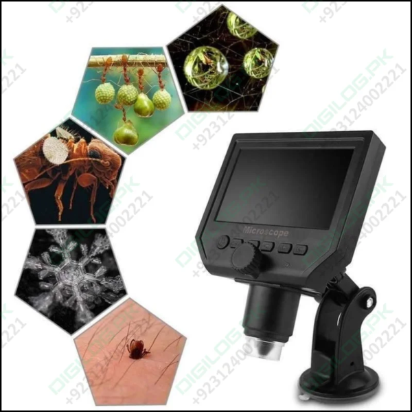 Digital Microscope 4.3in Hd Led 3.6mp 1-600x Continuous Magnifier