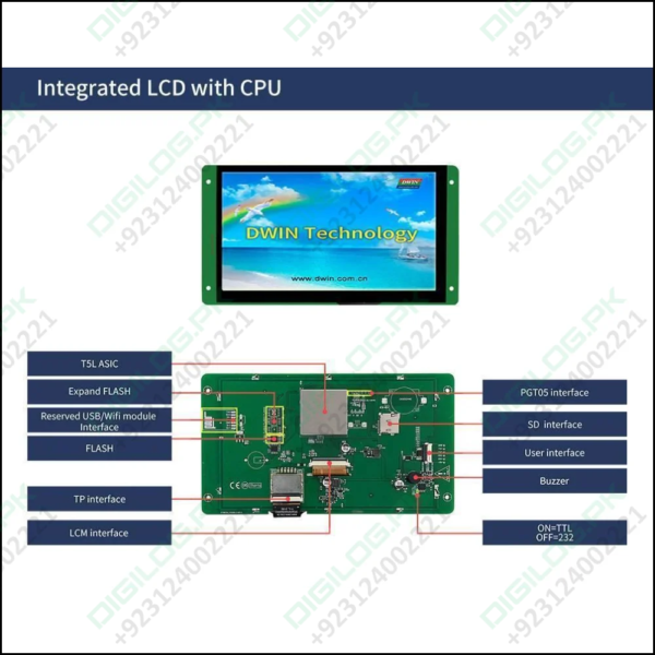 Dwin 7 Inch Hmi Lcd Display Touch Screen Resistive Touch Screen Dmg80480c070_03wtr