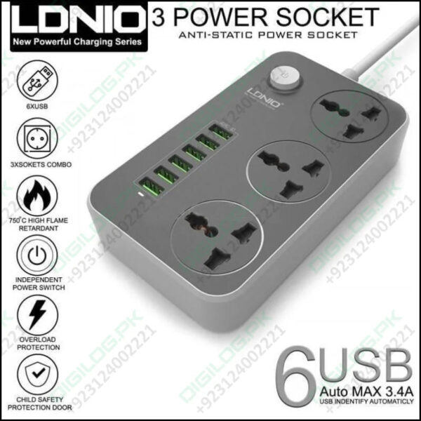 Extension Lead With 6 Usb Mobile Charging Port Sc3604