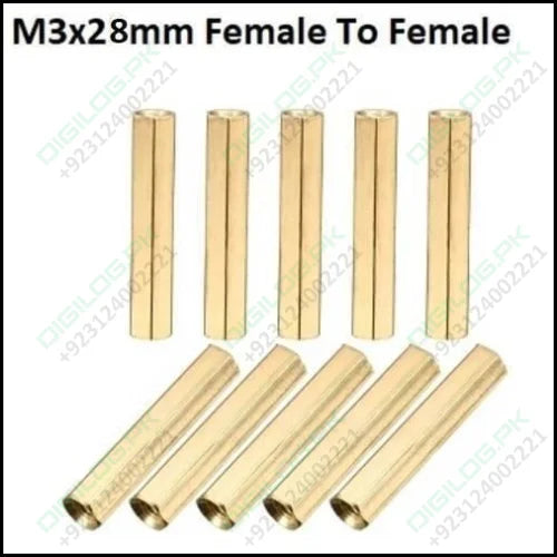 M3x28mm Female To Female Thread Brass Hex Standoff Pcb Pillar Spacer