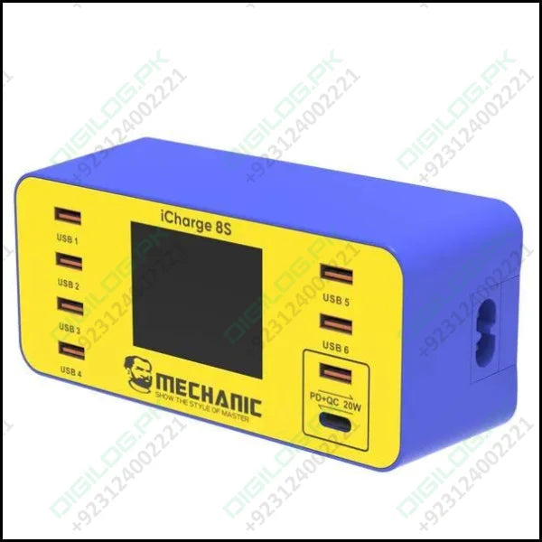 Mechanic Icharge 8p / 8s Qc 3.0 Multi-port Smart Fast Charger With Digital Display