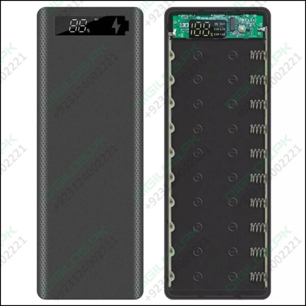 Power Bank Case 10 Cell 18650 Rechargeable Batteries Dual Output/dual Input Micro Usb And Type-c 10 Cell Power Bank Case