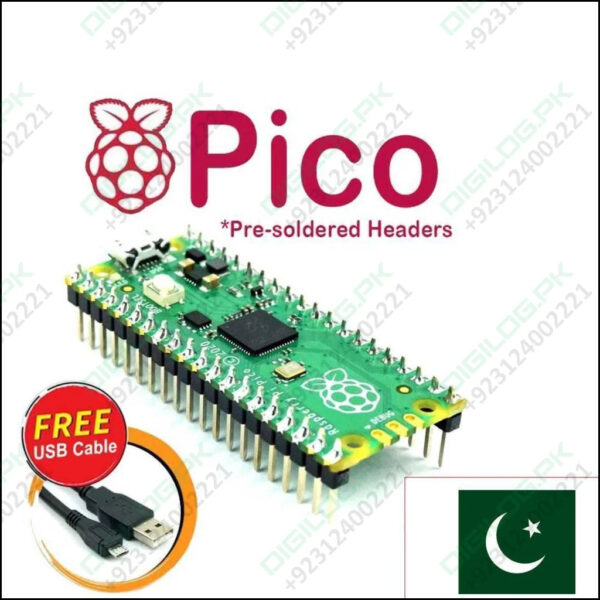 Pre Soldered Raspberry Pi Pico Rp2040 Microcontroller With Usb Cable