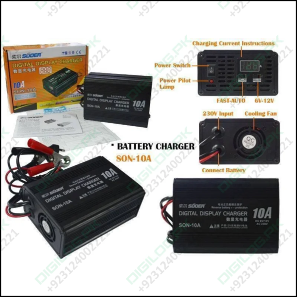 Suoer 10a 6v 12v Automatic Adaptive Digital Display Fast Battery Charger