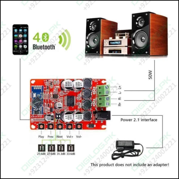 Tda7492 12v 24v 50w + 50w Wireless Bluetooth 4.0 Audio Receiver Board 2x50w Digital Amplifier Module