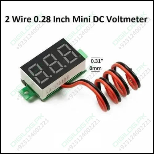 Two Wire 0.28 Inch Led Mini Dc Voltmeter Digital Display Voltage Tester Meter