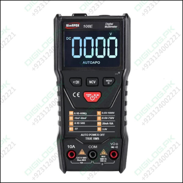 Winapex 108e 6000 Counts True Rms Digital Multimeter Automatic Voltage Current Resistance Meter With Lcd Screen