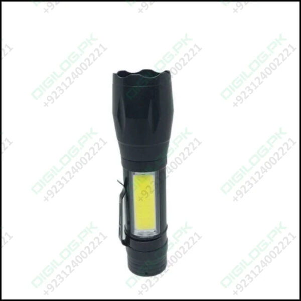 XPE COB LED Zoomable Battery Flashlight with Clip Mini Portable LED Torch